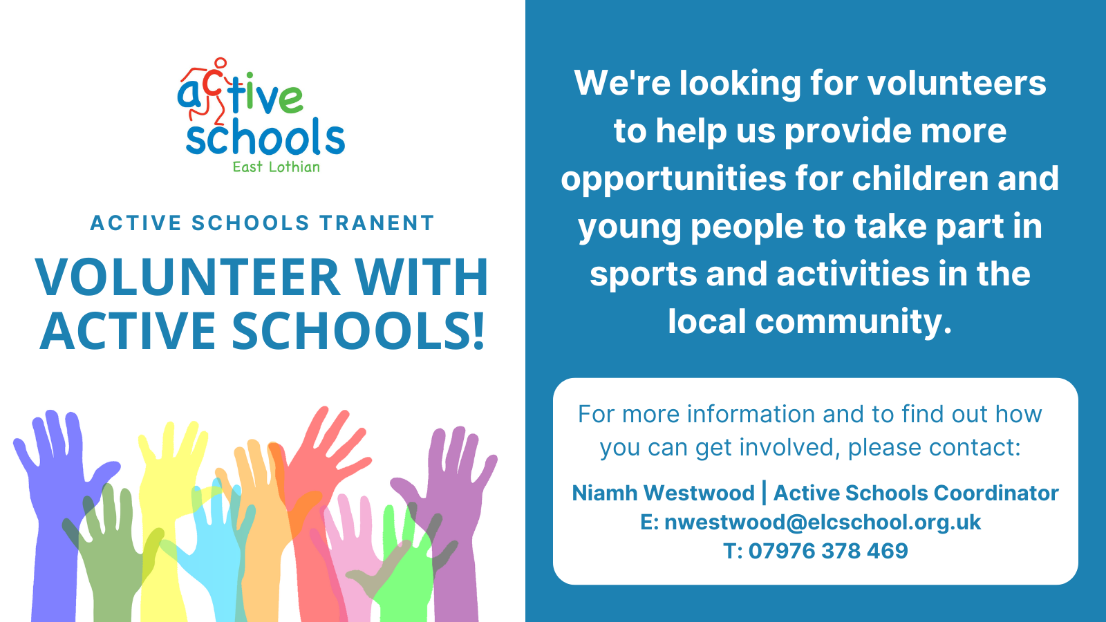 Volunteer Poster 1 Tranent Primary 1